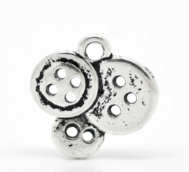 

DoreenBeads 50 шт. Серебристые цветные пуговицы Подвески 15 мм x 14 мм (5/8 "x 4/8") (B18982) yiwu