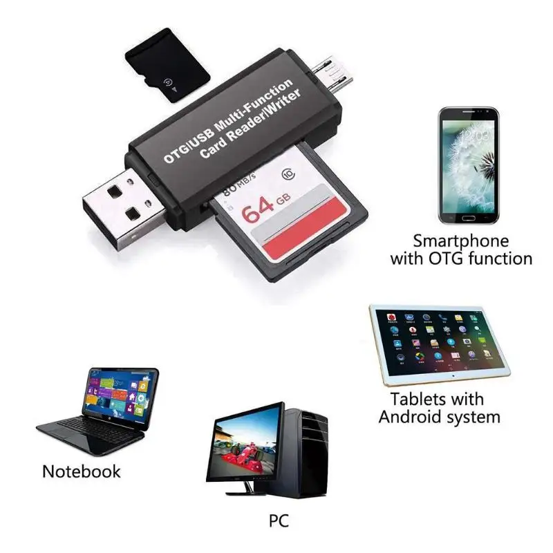 Micro USB + 2 в 1 OTG кардридер универсальный высокоскоростной 0 адаптер для карт памяти