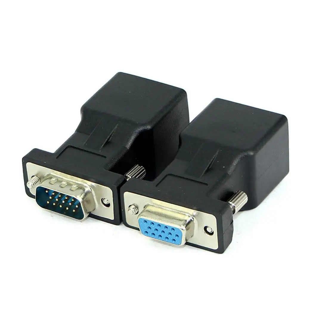 VGA Мультимедийные видео сигналы расширяются к RJ45 черный адаптер KTV сетевой