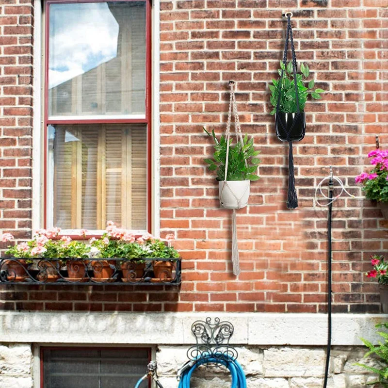 Macrame Plant Hanger 4Packs Hanging Holders Indoor Outdoor Wall Planter For Modern Hoho Home Decoration | Дом и сад