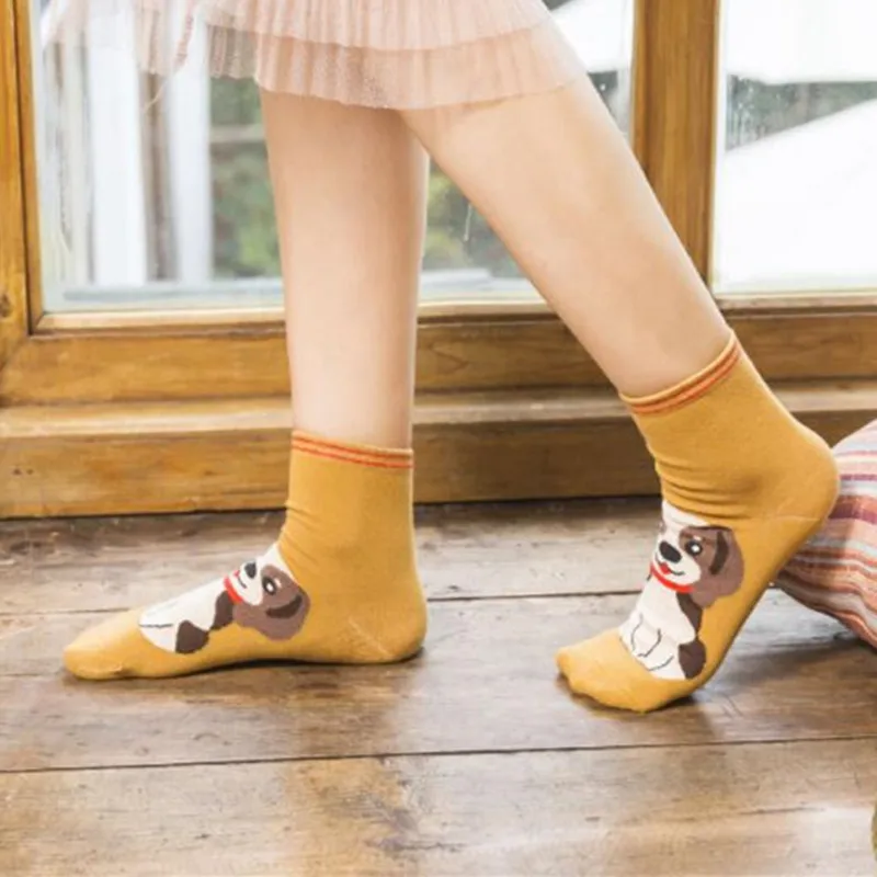 LETSBUY women sockken cute animal pattern funny woman christmas gift socks calcetines de mujer  colorful art sock for girls