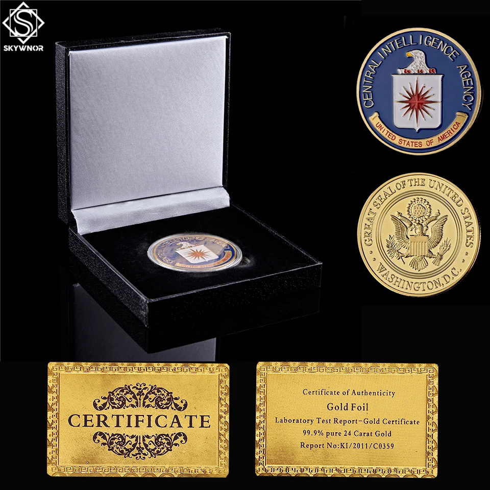

USA CIA Military Central Intelligence Agency Coin American Gold Challenge Coin Collectibles W/ Luxury Box