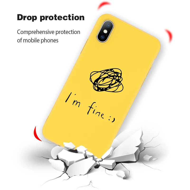 Lovebay Phone Case For iPhone 6 6s 7 8 Plus X XR XS Max 5 5s SE Fashion Cute Cartoon Letter Smiley Face Soft TPU |
