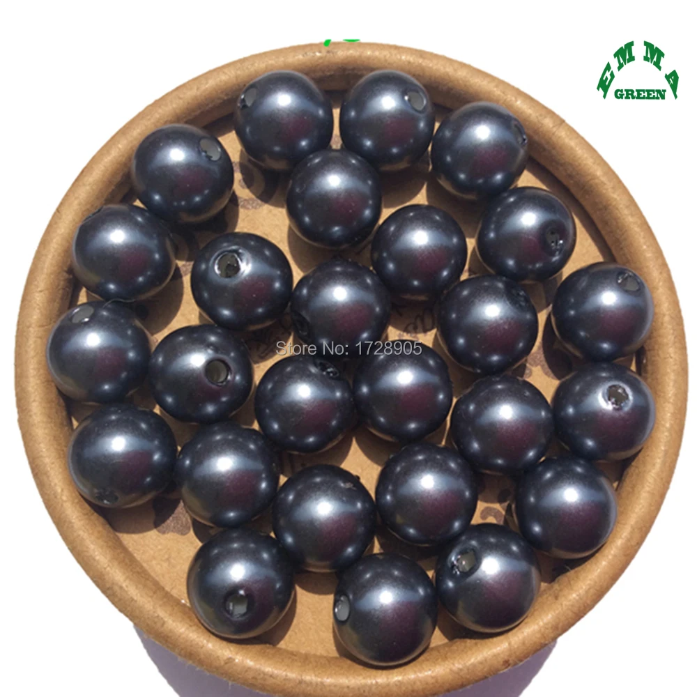 ABS Pearls Colored Imitation Acrylic Loose Round Pearl Beads 6mm to 30mm A50 Grey Colorful Bubblegum Bead with Hole For Women