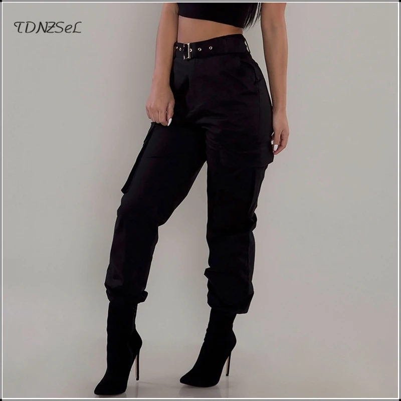 

Casual High Waist Cargon Pants Slacks For Women Big Pockets Loose Punk Hunting Trousers Jogger Sweatpants Spring Autumn Capris