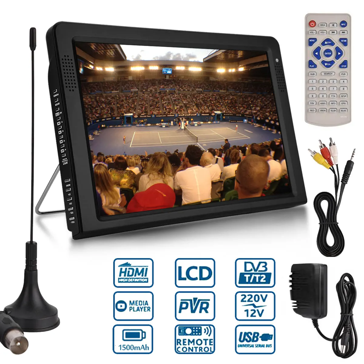 10 2 дюймовый 1080P PVR 12V Портативный DVB T/DVB T2 TFT LED HD TV телевизор цифровой аналоговый