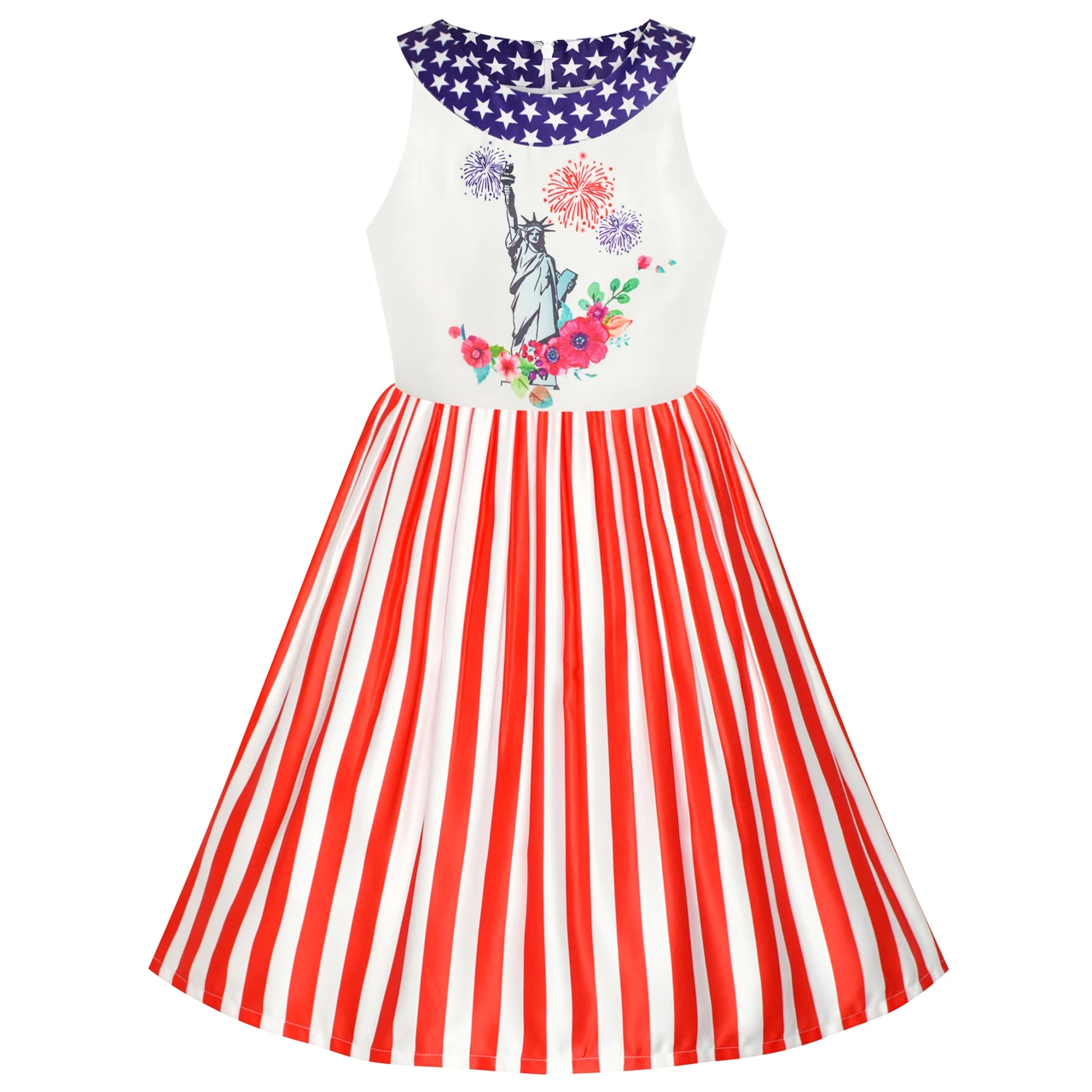 Sunny Fashion платья для девочек новогодние костюмы Американский флаг Национальный