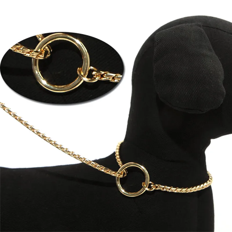 1pc Pet Dog Training Collar Metal Leash Leads Golden Silver Choke Chain Snake Slip Material Copper |