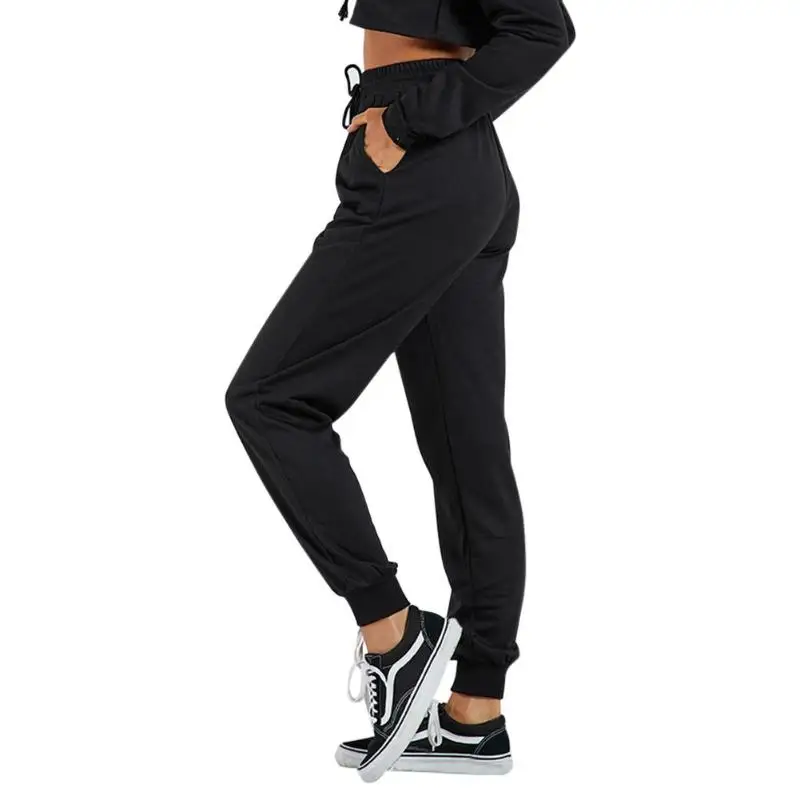 Women Pants Sweatpants Breathable Elastic Waist Slim Fit Sports Casual Fashion Solid Color Drawstring Trousers with Pockets | Женская