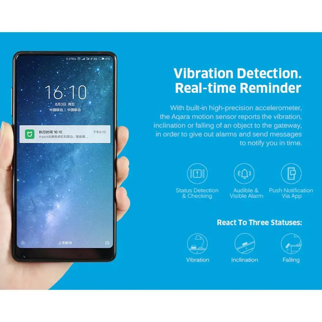 Оригинальный xiaomi mi jia aqara Вибрационный/ударный датчик встроенный гироскоп