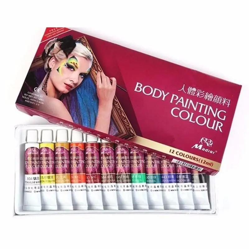 Краска для тела 12 цветов краска рисование пигмент светящийся цвет искусственная