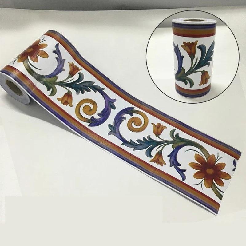 

Vintage Flower Vine Wallpaper Borders Kitchen Bathroom Tile Decor Stickers Diy Adhesive Wall Decoration Waist Line Sticker Ez066