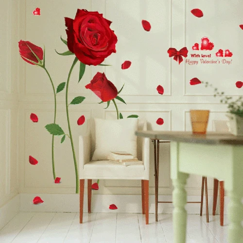 Romantic Valentine's Day PVC Mural Removable Wall Stickers Decals Room Home Decoration Valentine | Дом и сад
