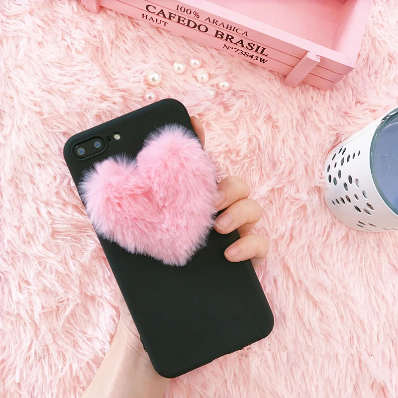 Luxury Cartoon Love Heart case For Samsung Galaxy J3 J5 J7 Pro J2 Prime 2017 Rabbit Fur Plush Super Cute Soft TPU Cover |