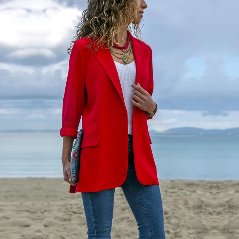 

Women autumn jacket coat Fashion open stitch work office Lady suit Casual slim fit business Female jacket coat outwear