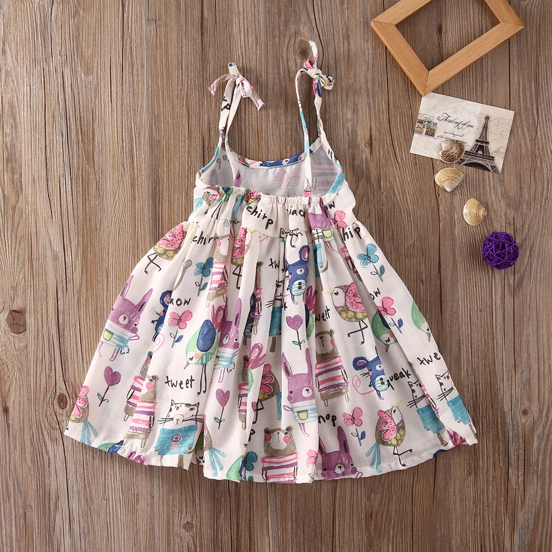 Summer Toddler Kids Girls Dress Sleeveless Cartoon Graffiti Print Strap Dresses Sundress Clothes | Детская одежда и обувь
