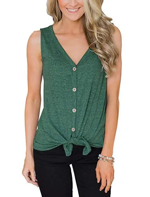2019 Spring New Style V Collar Women Sleeveless Cardigan T-shirt Bottoming Shirt Vest | Женская одежда