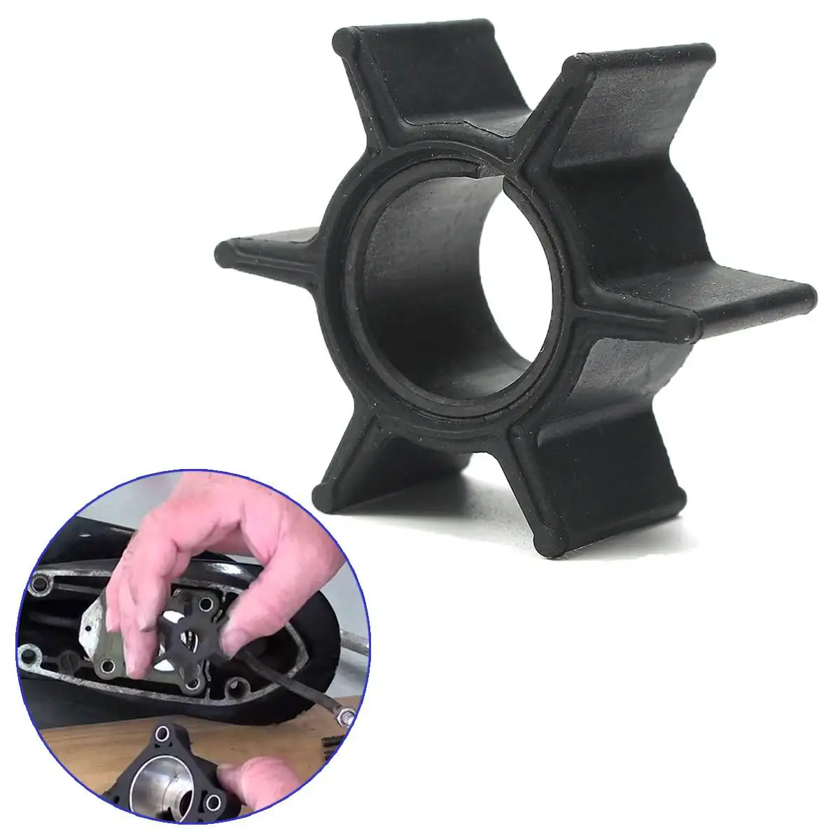

345-65021-0 / 18-8923 Water Pump Impeller For Tohatsu &Mercury 25/30/40HP Outboard Motor 6 Blades Boat Parts Black Rubber