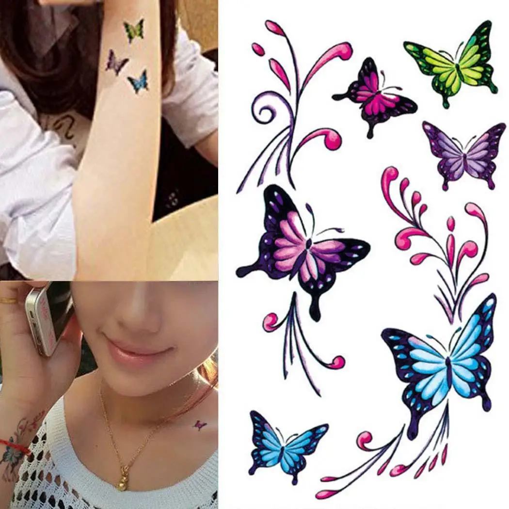 Men Women Waterproof Tattoo Stickers for Arm Shoulders Multi Chest Butterfly Unisex Body | Красота и здоровье
