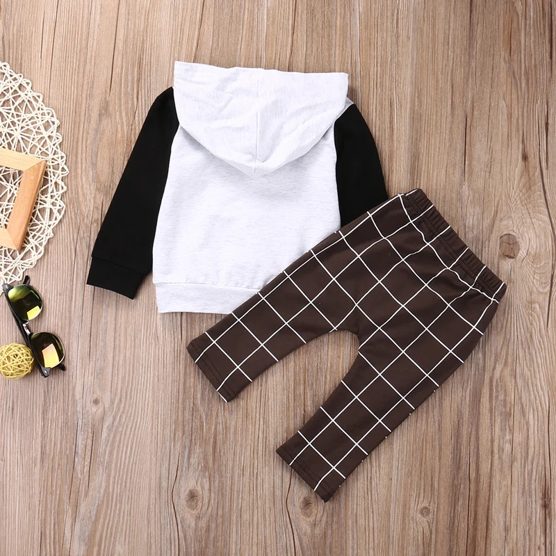 

2019 Hot Toddler Baby Boys Costume Hooded Tops+Long Pants 2pcs Outfits New Cotton Clothes Set Winter 0-4T Baby Boys Clothing Set