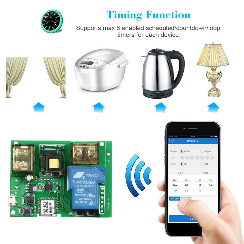 USB DC5V AC85 250V 30A RF 433MHz Wifi переключатель беспроводной релейный модуль|Модули для