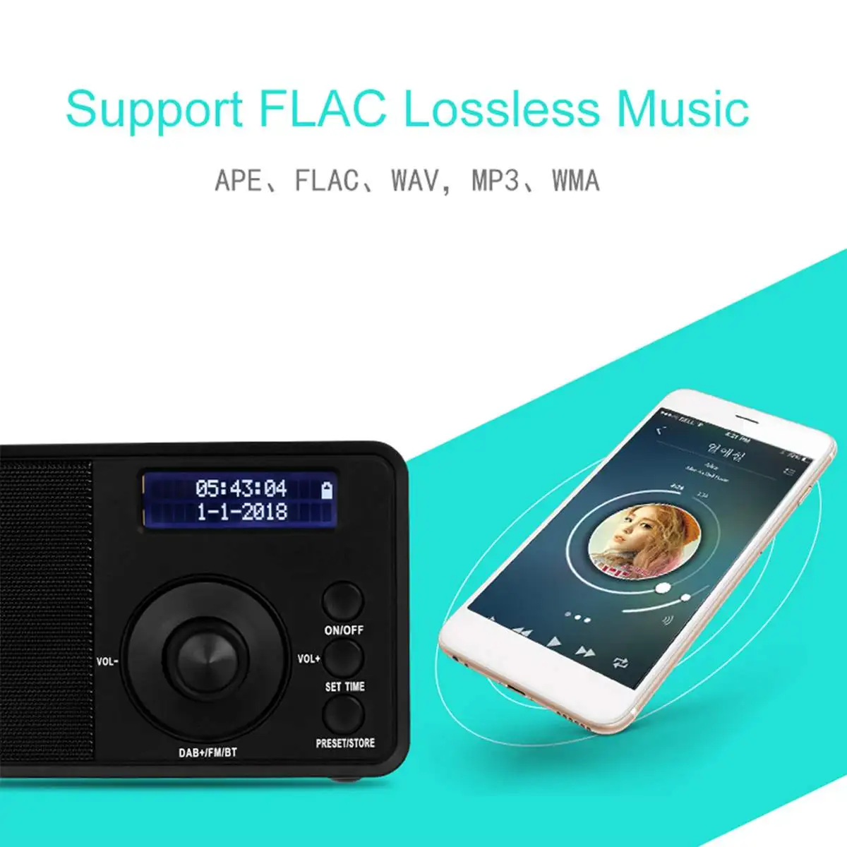 Портативный цифровой радиоприемник DAB + FM Ручной bluetooth мини музыкальный