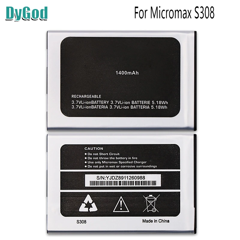 DyGod 1400mAh Для Micromax S308 Экстрим Замена батареи для Bateria Batterie Мобильный телефон