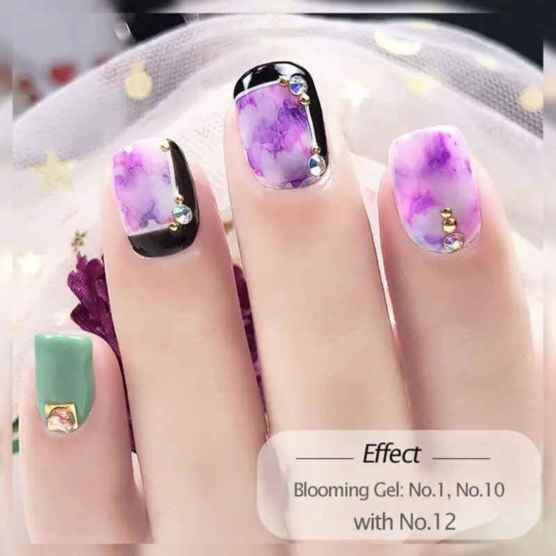 15 мл акварельные пятна Пузырьковые чернила пилка для ногтей цветущие градиент