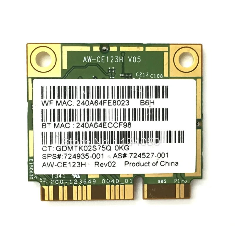 AzureWave Broadcom BCM94352HMB 802.11ac 867 Мбит/с Беспроводная AC WLAN + Bluetooth BT 4 0 полумини PCI E