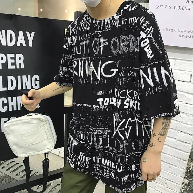 Пара футболка корейский 2019 Новый Harajuku Топ женские белые футболки с буквенным