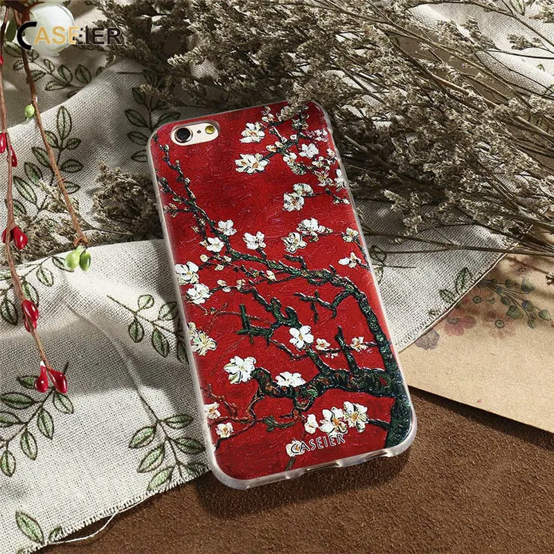 Чехол CASEIER для iPhone 6 6s 7 Plus с объемным рельефом и цветочным рисунком Samsung S7 S6 Edge