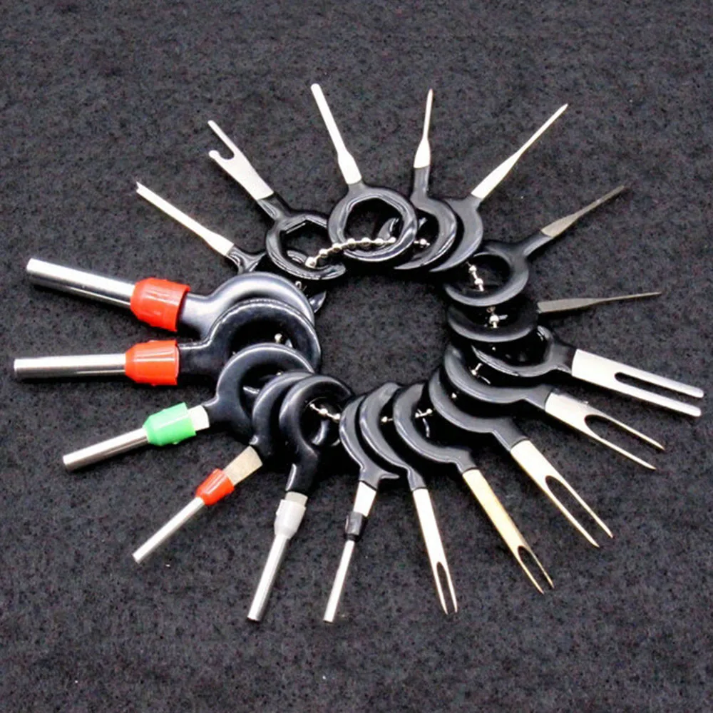 

Mayitr Hot Sales 18Pcs Terminal Removal Tool Key Pin Wire Crimp Connector Pin Extractor Kit Car Electrical Key Tools