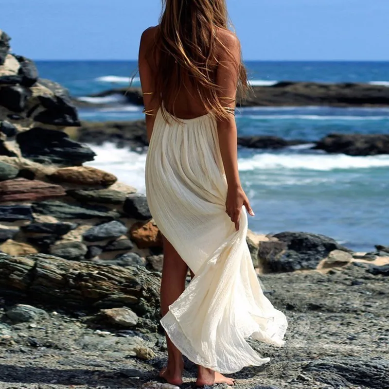 CHICEVER летнее богемное платье сексуальное открытая спина Холтер без рукавов с