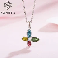 ponees new arrival elegant crystal lovely women butterfly necklacespendants animal gift jewelry