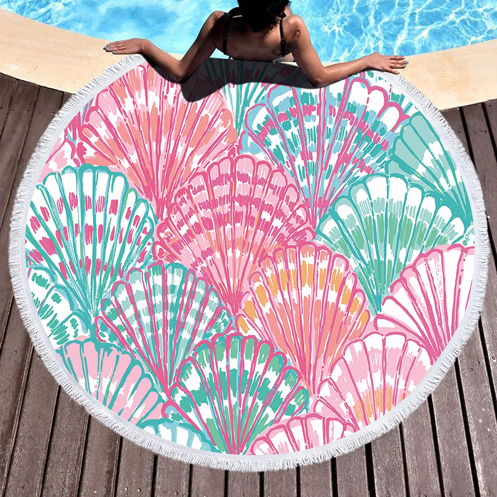 Красный цветок роза напечатаны Sunbathe микрофибра круглое пляжное Полотенце Йога