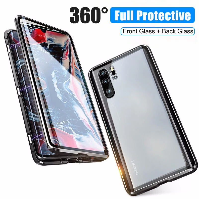 Роскошный защитный металлический магнитный чехол для всего тела huawei P30 Pro 360