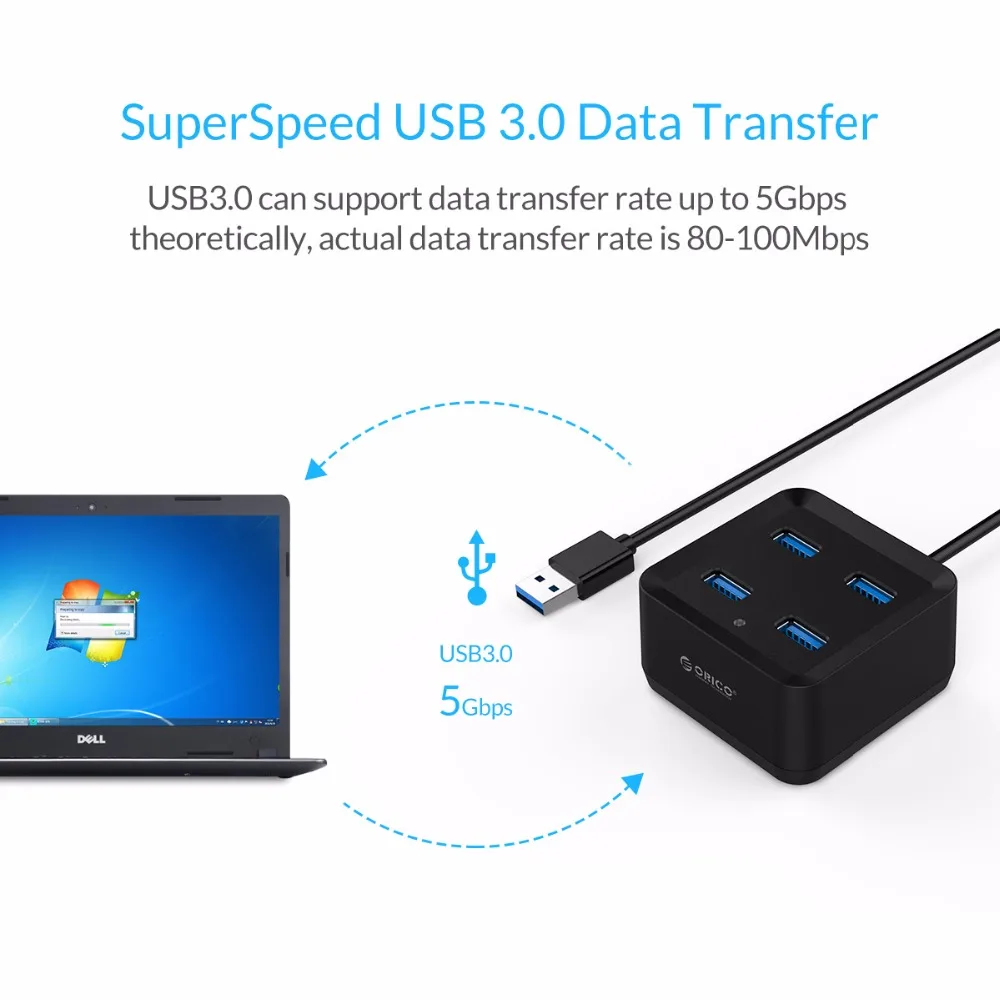 4 Портовый Концентратор ORICO с 3 футами кабеля USB/специально для настольного