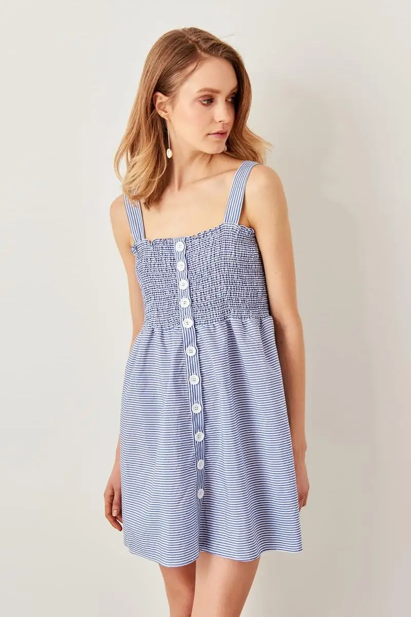 Trendyol Mavi Платье на пуговицах TWOSS19IS0052|Женские платья| |