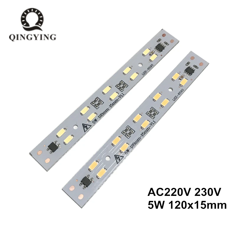 1pcs AC 220v LED Crystal Light Bar Strip 5W 120mm 160mm Free Driver Module SMD 5730 led pcb White Warm White T5 T8 Light Source