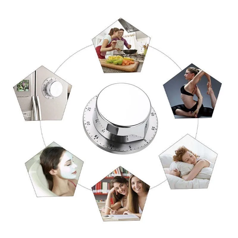 Stainless Steel Kitchen Timer with Magnetic Base Manual Mechanical Cooking Countdown Tools Gadgets | Дом и сад