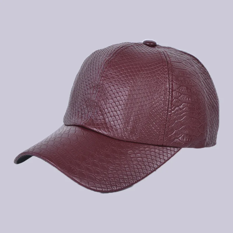 New Pattern Hats Woman Autumn And Winter Sun Hat Korean Snake PU Fur Cap Baseball Male Crocodile Grain Peaked Tide | Аксессуары для