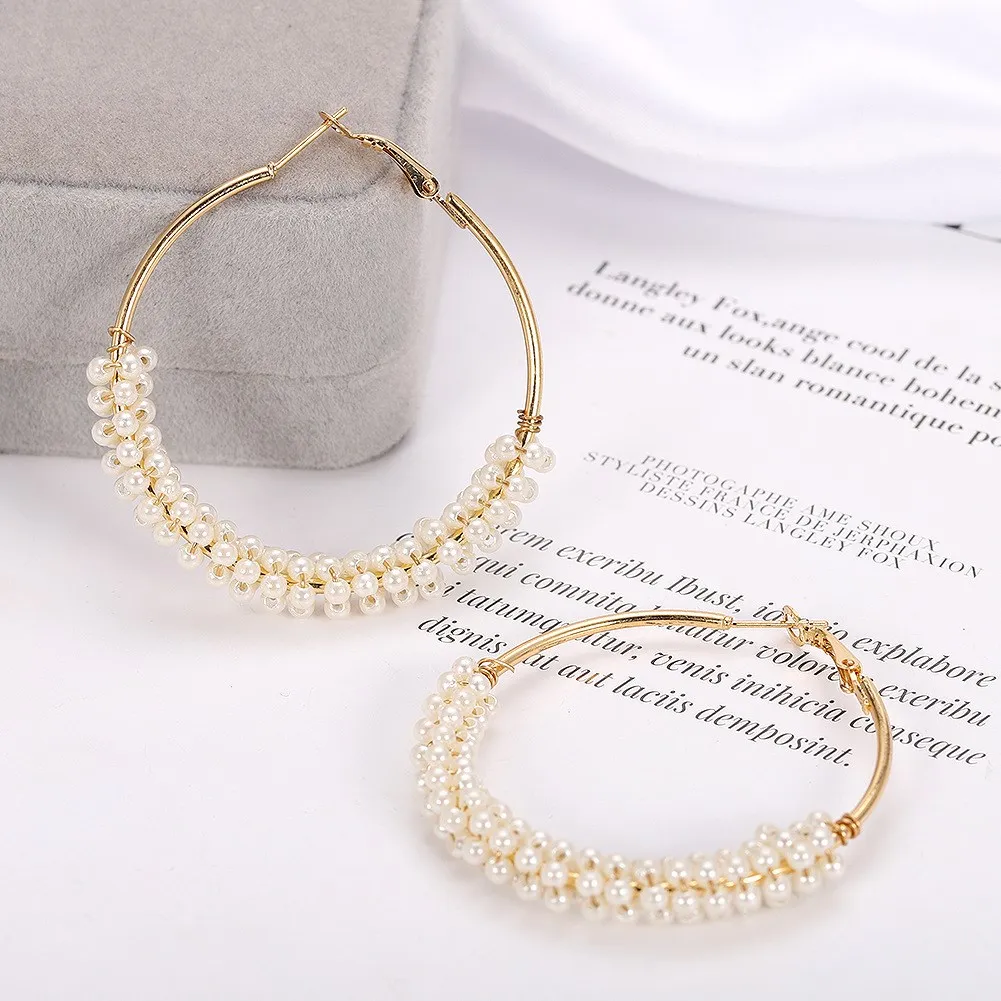 1 пара элегантные белые жемчужные серьги кольца женские большие круглые Модные