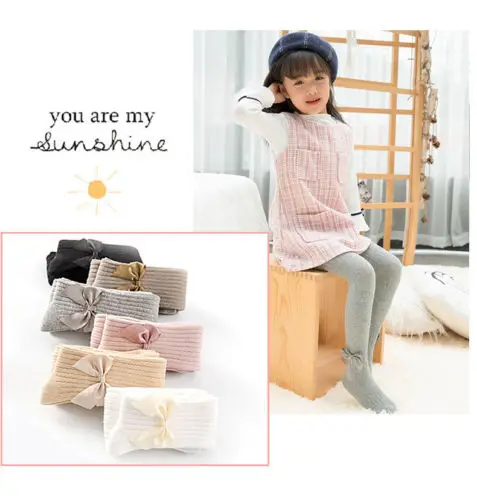 5 цветов модные хлопковые колготки принцессы с бантом для девочек Непрозрачные