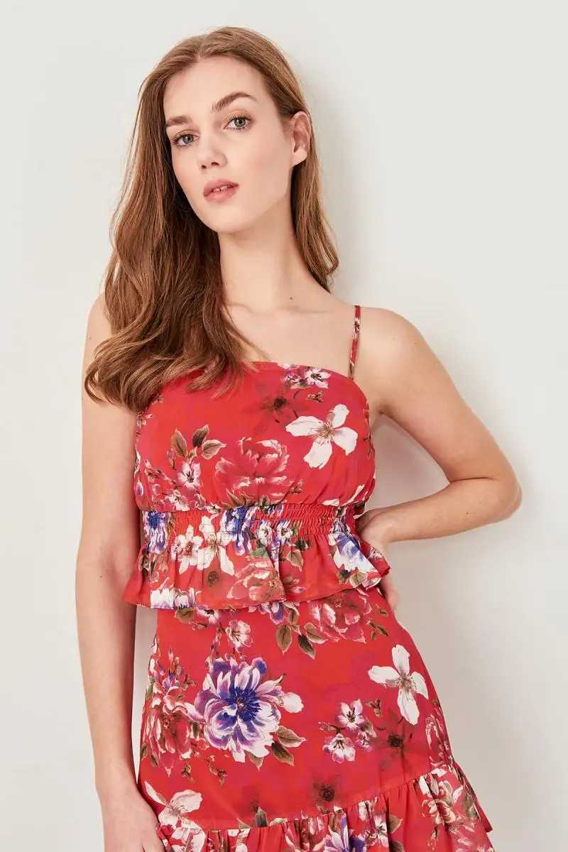 Короткий топ с красным рисунком блузка TWOSS19XO0080|Блузки| |
