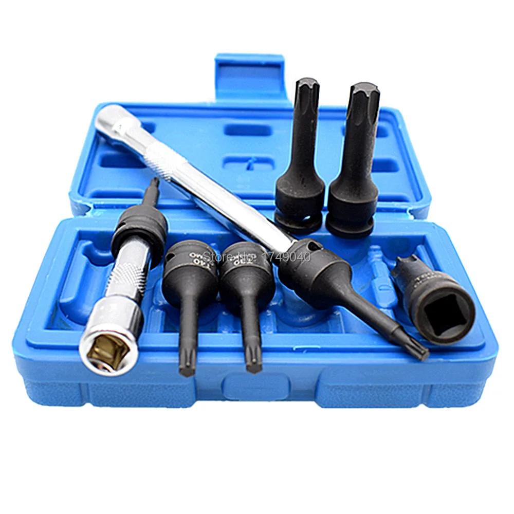 7 шт. Torx Star Bit Impact Socket 3/8 &quotнабор квадратных дисков T20 to T60 с 2 удлинитель 3/8&quot Привод