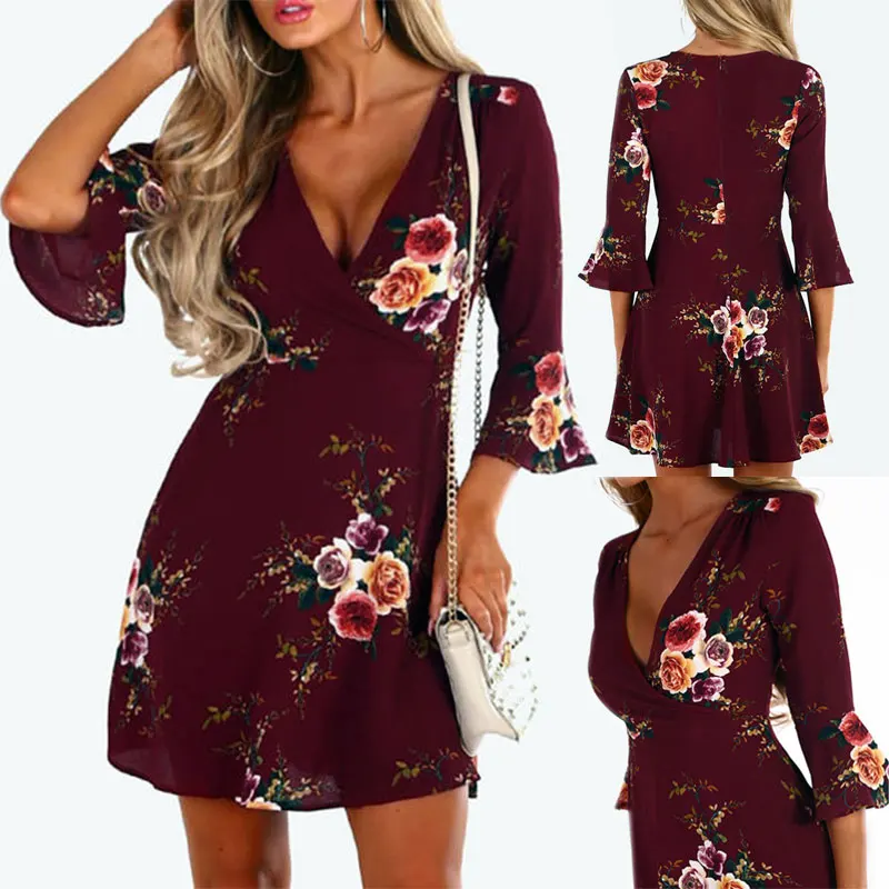 Модное летнее платье в стиле ретро с цветочным принтом для женщин сарафан