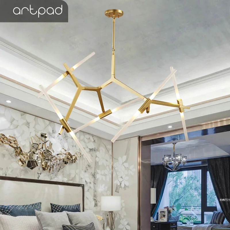 Lámpara colgante de estilo nórdico para sala de estar y comedor, lámpara colgante de lujo, regulable, con diseño de espiga G9