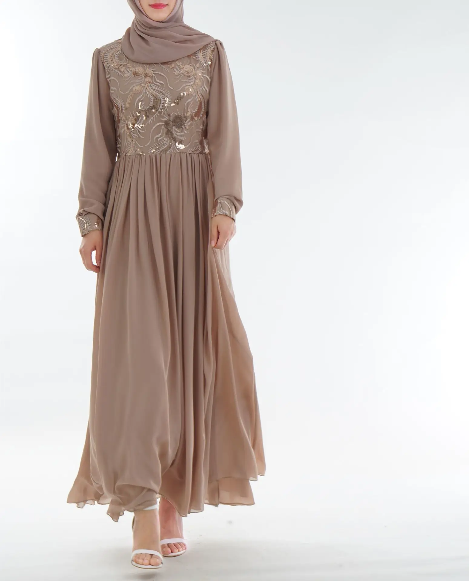 Muslim Women's New Fashion Female Dress Abaya 3D Embroidery Elegant Slim Ramadan Arabic Long Sleeve Turkish Islamic Clothing |