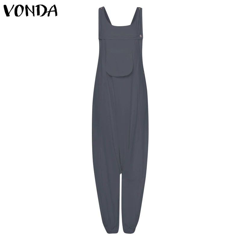VONDA Комбинезоны женские 2020 модные повседневные хлопковые шаровары брюки плюс