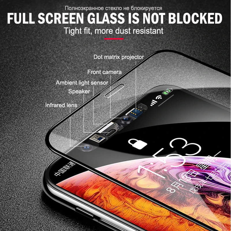 10D закаленное стекло на для iPhone X 10 XsMax Xr протектор экрана полное покрытие Защитное